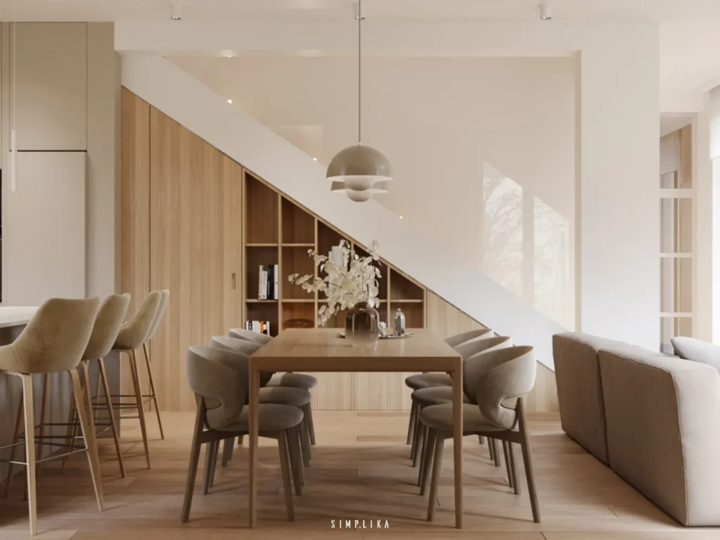 Dom w zabudowie bliźniaczej Hampton Residence na Wilanowie, projekt wnętrza Simplika
